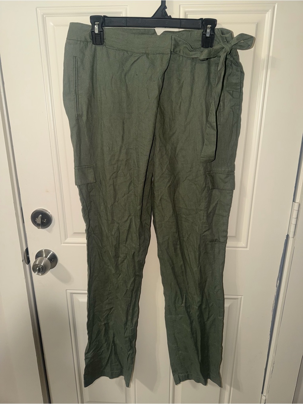 BCBGMaxAzria Olive Green Cargo Tie-Waist Pants